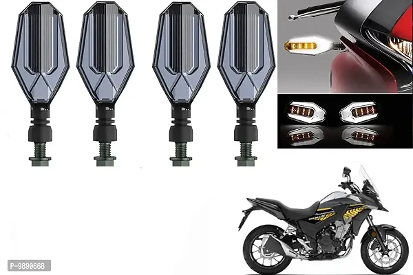Premium U Shape Front Rear Side Indicator LED Blinker Light for Honda CB500F STD, White and Yellow, Pack of 4