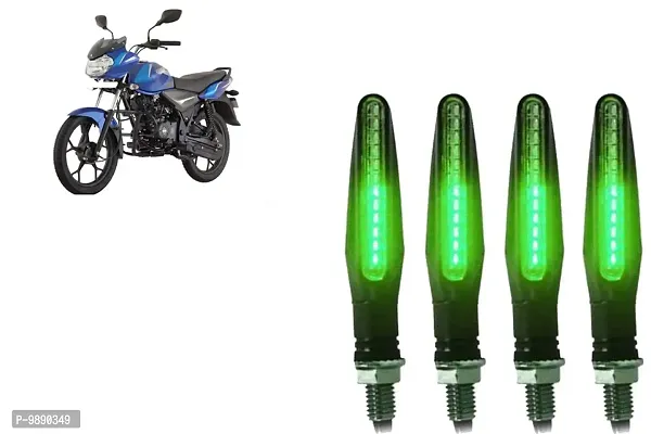 PremiumKtm Style Sleek Pencil Type Green LED Indicators for Bike Motorcycle Turn Signal Blinkers Light Suitable for Bajaj Discover 110, Pack of 4, Green-thumb0