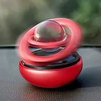 Metal Car Double Loop Solar Fragrance Double Ring with Glass Ball Rotating Car Aromatherapy Home Office Air Fresher Decoration Perfume Diffuser (Red)-thumb1