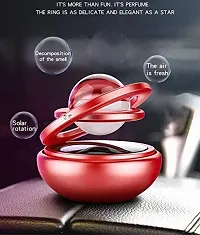 Metal Car Double Loop Solar Fragrance Double Ring with Glass Ball Rotating Car Aromatherapy Home Office Air Fresher Decoration Perfume Diffuser (Red)-thumb3