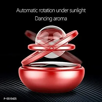 Metal Car Double Loop Solar Fragrance Double Ring with Glass Ball Rotating Car Aromatherapy Home Office Air Fresher Decoration Perfume Diffuser (Red)-thumb5