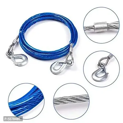 10mm Car Tow Cable Heavy Duty Towing Pull Rope Strap Hooks Durable 5 Ton-thumb3