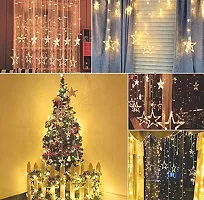 10 Stars Plastic Star Curtain String Lights 5 Big Star 5 Small Star with 8 Modes Lights,Star LED Net Curtain Decorative String Lights, Diwali Lights||Christmas (Yellow)-thumb3