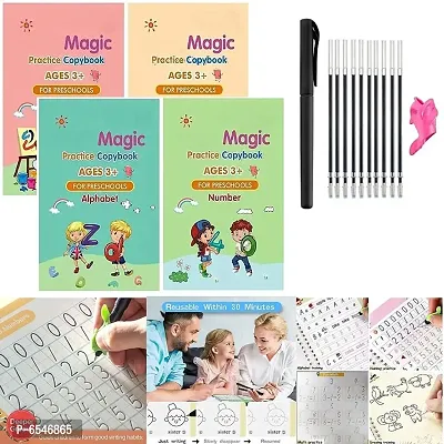 Magic Practice Copybook for Kids, Reusable - Number and Letter Tracing Books, Drawing and Math Practice Books - Print Handwriting Workbook (4 Book + 10 Refill) Ages 3-6-thumb0