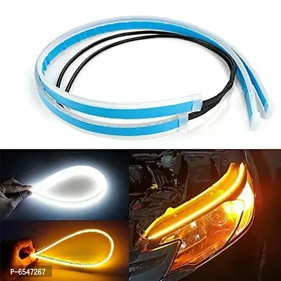 Profession Of Quality DRL Turn Signal Left and Right 12v LED Strip Daytime Running Indicator Light Lamp for Car(Yellow/Amber, White) -2 Pcs-thumb4