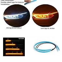Profession Of Quality DRL Turn Signal Left and Right 12v LED Strip Daytime Running Indicator Light Lamp for Car(Yellow/Amber, White) -2 Pcs-thumb2