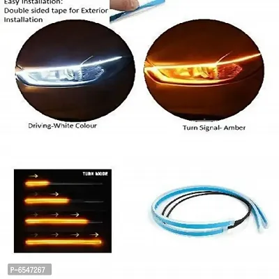 Profession Of Quality DRL Turn Signal Left and Right 12v LED Strip Daytime Running Indicator Light Lamp for Car(Yellow/Amber, White) -2 Pcs-thumb3