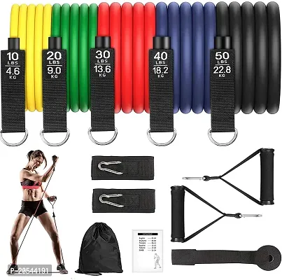Resistance Exercise Bands with Door Anchor, Handles, Waterproof Carry Bag, Legs Ankle Straps for Resistance Training, Physical Therapy, Home Workouts, Resistance Band. ,Rubber