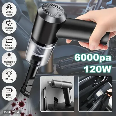 Portable High Power 2 in 1 Car Vacuum Cleaner | USB Rechargeable Wireless Handheld Car Vacuum Cleane for car | Built in LED Light, Wet and Dry Kitchen, Shelf Closet Bedroom (Multicolour)-thumb5