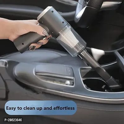 Portable High Power 2 in 1 Car Vacuum Cleaner | USB Rechargeable Wireless Handheld Car Vacuum Cleane for car | Built in LED Light, Wet and Dry Kitchen, Shelf Closet Bedroom (Multicolour)-thumb2