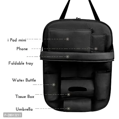 Universal Car Backseat Storage Organizer with Foldable Tray, Multi-Pocket for Bottles, Tissue Boxes 2pc-thumb2