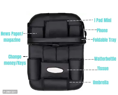 Universal Car Backseat Storage Organizer with Foldable Tray, Multi-Pocket for Bottles, Tissue Boxes 2pc-thumb3