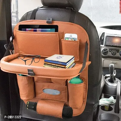 Universal Car Backseat Storage Organizer with Foldable Tray, Multi-Pocket for Bottles, Tissue Boxes 2 Pc-thumb5