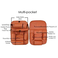 Universal Car Backseat Storage Organizer with Foldable Tray, Multi-Pocket for Bottles, Tissue Boxes 2pc Tan Colour-thumb4