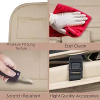 Universal Car Back Seat Organiser with Folding Dining Table Tray, Ipad Holder, Mobile Holder, Multi Pocket Storage (Beige)-thumb4