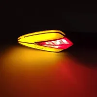 Universal Motorcycle Neon LED Long Arrow Turn Signal Light Indicator for Bajaj Pulsar 180F (Yellow Red, Pack of 4)-thumb1