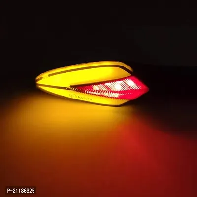 Universal Motorcycle Neon LED Long Arrow Turn Signal Light Indicator for Bajaj Pulsar 180F (Yellow Red, Pack of 4)-thumb2