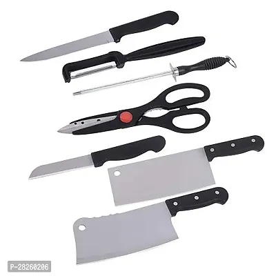 Pack of 8 Kitchen Knife Set Include 3 Vegetable and Fruit Knife,2 Meat Knife,1 Scissor,1 Knife Sharpener and 1 Peeler Set for Kitchen