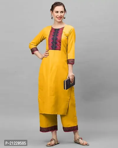 Estela Self Design Straight Kurta with Palazzo Set (XXL, Yellow)-thumb2