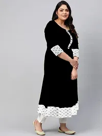 Estela Women's Casual Cotton Anarkali Style 3/4th Sleeve Ankle Length ikkat Print Kurta (S, Black)-thumb2