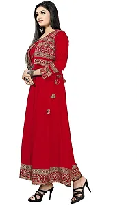 Estela Women Self Design Anarkali Rayon Kurti (S, Red)-thumb1