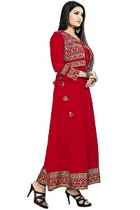 Estela Women Self Design Anarkali Rayon Kurti (S, Red)-thumb2