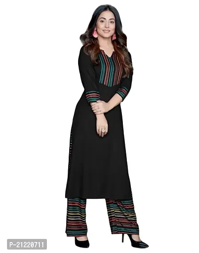 Estela Women's Rayon Foiled Straight Kurta Palazzo Set