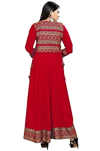 Estela Women Self Design Anarkali Rayon Kurti (S, Red)-thumb3