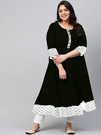 Estela Women's Casual Cotton Anarkali Style 3/4th Sleeve Ankle Length ikkat Print Kurta (S, Black)-thumb1