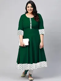 Estela Women's Casual Cotton Anarkali Style 3/4th Sleeve Ankle Length ikkat Print Kurta (S, Bottel Green)-thumb1