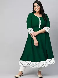 Estela Women's Casual Cotton Anarkali Style 3/4th Sleeve Ankle Length ikkat Print Kurta (S, Bottel Green)-thumb2