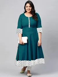 Estela Women's Casual Cotton Anarkali Style 3/4th Sleeve Ankle Length ikkat Print Kurta (XS, Teal)-thumb1