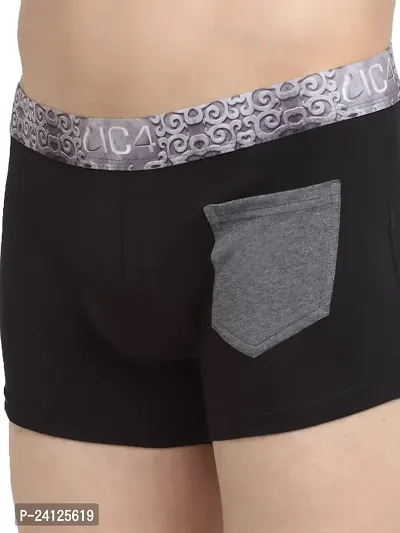 Stylish Black Cotton Solid Trunks For Men-thumb4