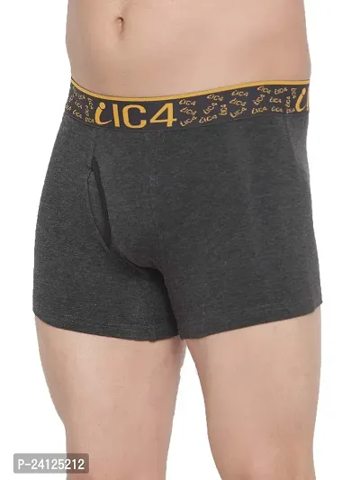 Stylish Grey Cotton Solid Trunks For Men-thumb2