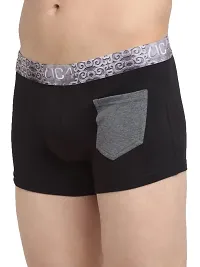 Stylish Black Cotton Solid Trunks For Men-thumb1