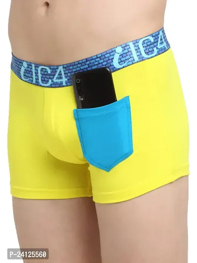 Stylish Yellow Cotton Solid Trunks For Men-thumb2