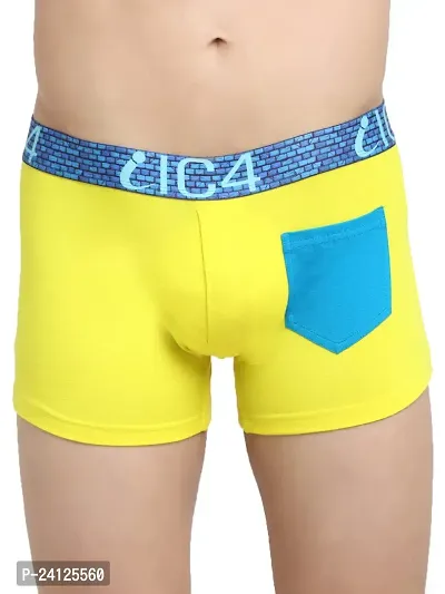 Stylish Yellow Cotton Solid Trunks For Men-thumb0