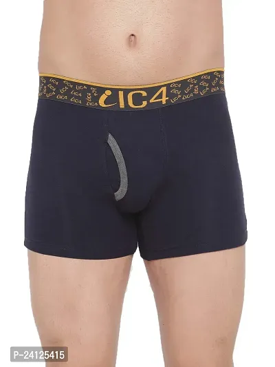 Stylish Navy Blue Cotton Solid Trunks For Men