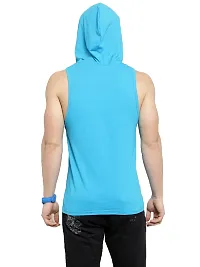 Stylish Blue Cotton Solid Gym Vest For Men-thumb3