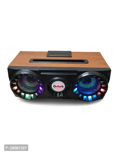 Portable 10W Stereo Channel Bluetooth Wooden Speaker with Phone Stand, Super Bass Speaker,Rechargeable Bettery, Multi Connectivity-TF/FM/USB/Aux-thumb0