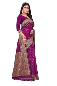Stylish Silk Blend Purple Woven Design Saree with Blouse piece-thumb2