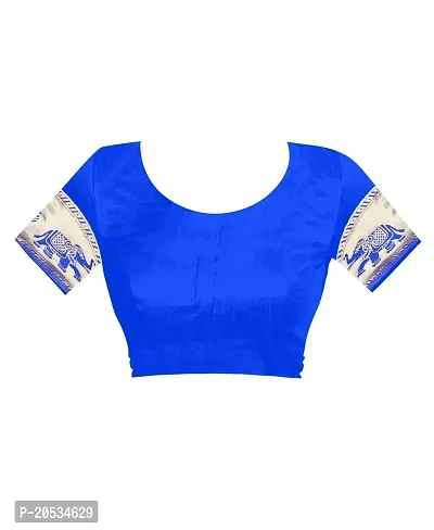 Women's Blue Banarsi Kanjivaram Silk Saree With Unstitched Blouse Pcs ||Ssf9016-Blue-thumb4