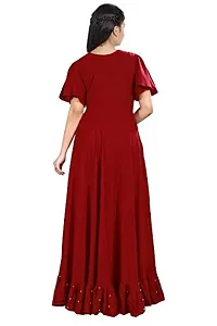 4jstar Girl's A-Line Maxi Rayon Gown Dress (Maroon, 11-12 Years)-thumb1