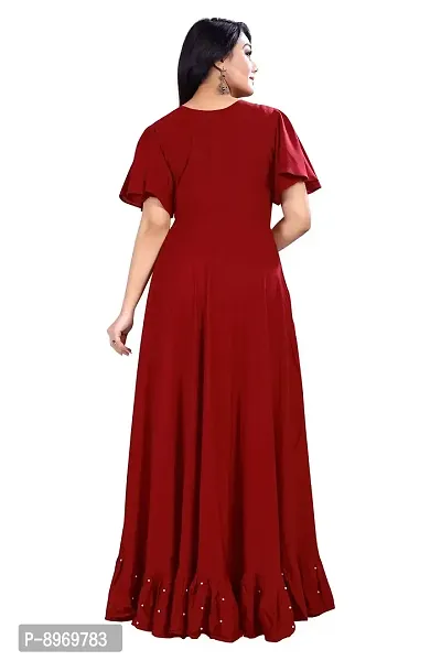 4JSTAR Women's Anarkali Maxi Gown (Red, Maroon, 2XL)-thumb2