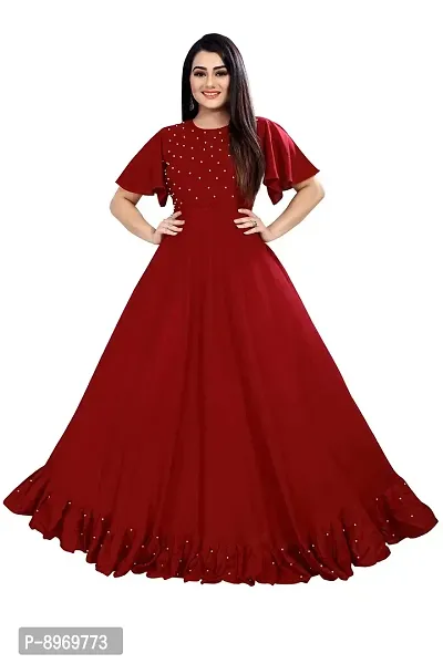 4JSTAR Rayon Blend Stitched Anarkali Gown-thumb0