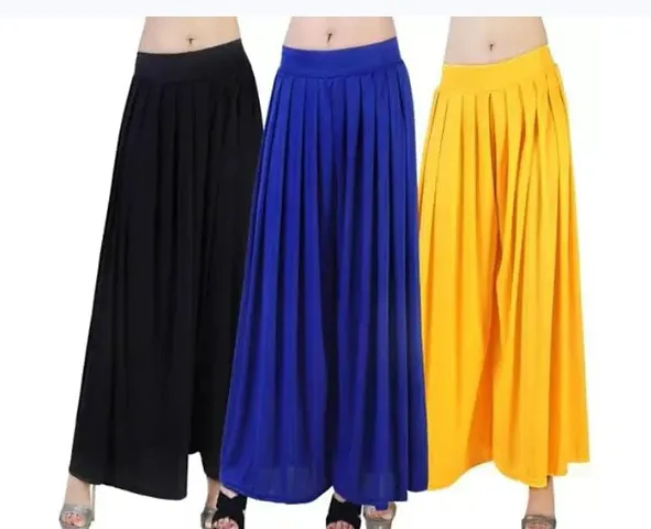Stunning Polyester Blend Solid Palazzos For Women Pack Of 3