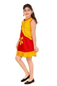 Stylish Cotton Red Printed Dress For Girls-thumb1