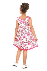 Stylish Cotton Pink Floral Print Dress For Girls-thumb2