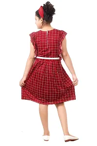 Stylish Cotton Silk Red Checked Dress For Girls-thumb2