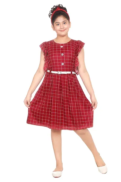 Stylish Silk Checked Dress For Girls